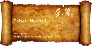 Geher Mendel névjegykártya
